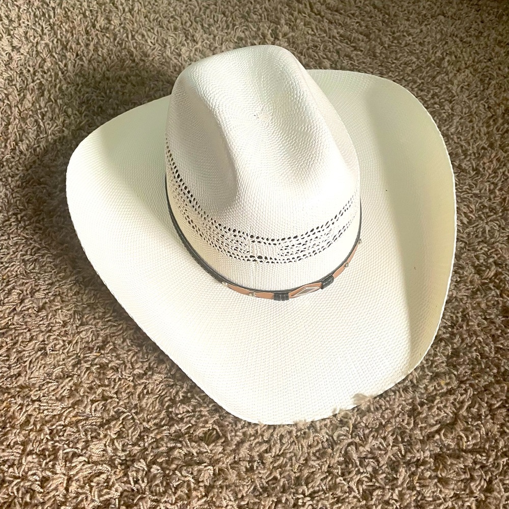 White and Black Leather Top Hat